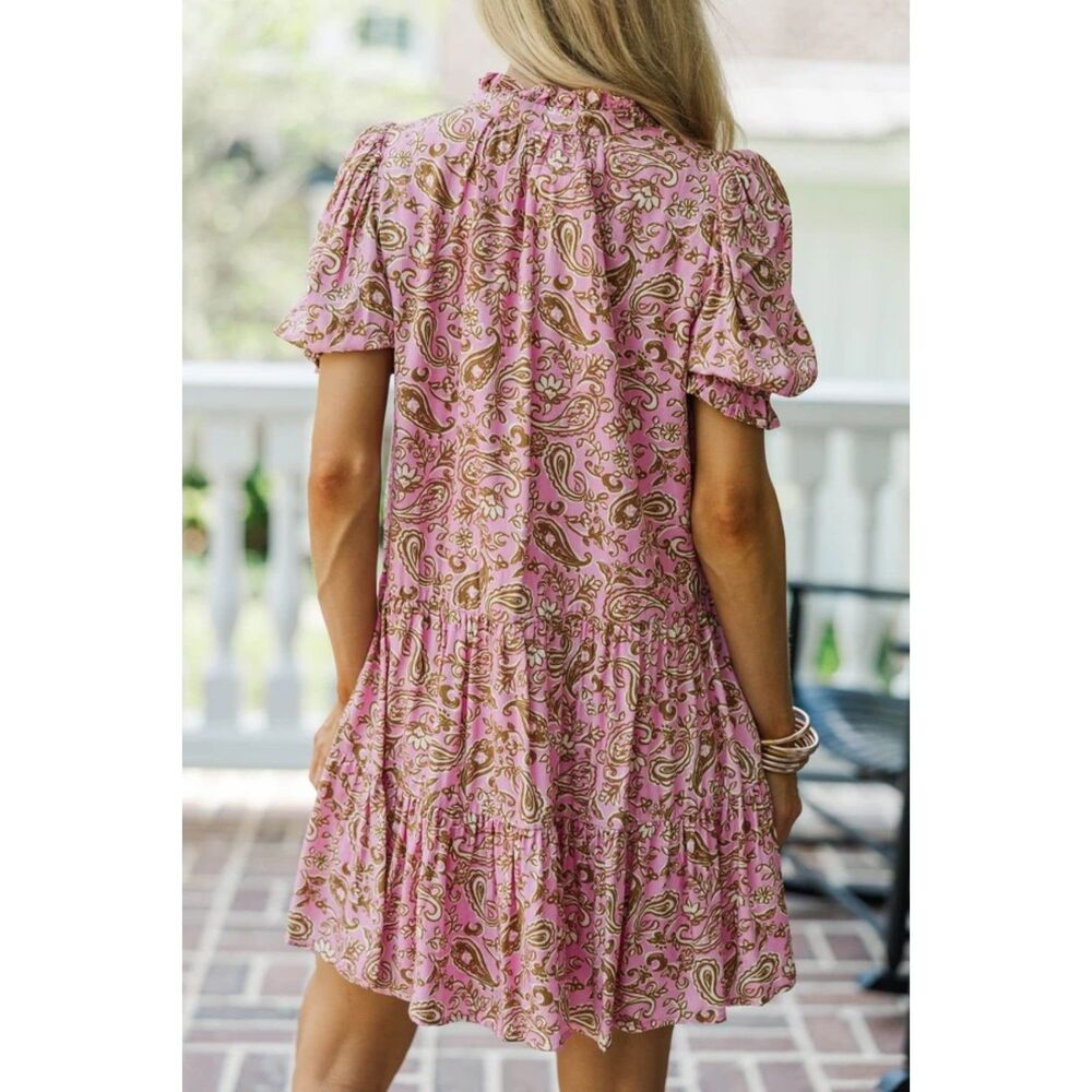 NWT Tcec Pressed Petals Pink Ditsy Floral Dress L Short Flowy Babydoll Cut - Picture 3 of 10